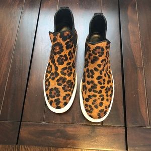 Zara leopard print pong hair high top sneakers